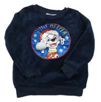 Tmavomodrá plyšová mikina s PAW PATROL - Marshall s vánočním motivem nickelodeon