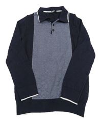 Tmavomodro-bílý melírovaný polo svetr George