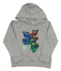 Šedá mikina s Lego Ninja a kapucí