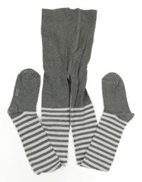 Šedo-bílé pruhované punčocháče Pocopiano