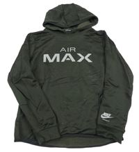 Tmavozelená mikina s nápisem a kapucí Nike