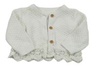Bílé vzorované propínací svetrové bolerko s krajkou George