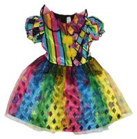 Kostým - Černo-barevné pruhované šaty s 3D bambulemi a vzorovanou sukní George