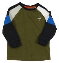 Khaki-bílo-tmavomodré triko Next