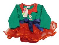 Nové - Zeleno-červeno-modré body s tylovou sukní a mašlí 