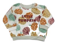 Béžovo-barevná mikina s dýněmi a nápisem Matalan