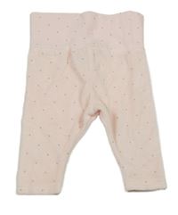 Světlerůžové puntíkaté sametové tepláky 