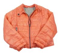 Korálová šusťáková zateplená crop bunda 