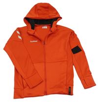 Červená propínací sportovní mikina s kapucí Hummel 