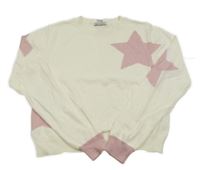 Smetanovo-růžový crop svetr s hvězdičkami PRIMARK