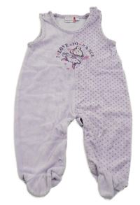 Lila sametové dupačky s myškou a puntíky 