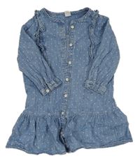 Světlemodré puntíkaté riflové šaty GAP