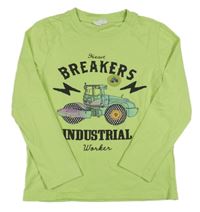 Světlezelené triko s autem a nápisy 