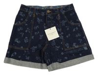 Nové - tmavomodré květované riflové kraťasy Philosophy