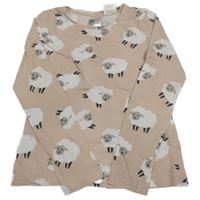 Světlerůžové triko s ovečkami H&M