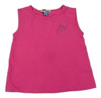 Fuchsiový crop top s písmenem z kamínků 