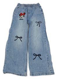 Světlemodré široké rifle s mašlemi a Minnie H&M