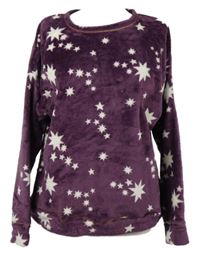 Dámská vínová hvězdičkovaná plyšová pyžamová mikina M&S