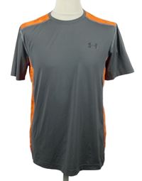 Pánské šedo-oranžové vzorované sportovní funkční tričko Under Armour 