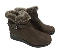 Nové - Dámské hnědé koženkové kotníkové boty s kožíškem vel. 36