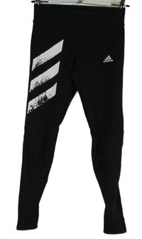 Dámské černé sportovní funkční legíny s pruhy Adidas 