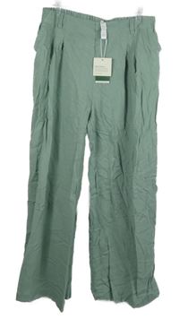 Nové - Dámské světlezelené volné kalhoty Halara 