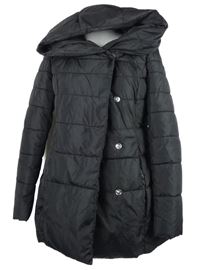 Dámský černý šusťákový zateplený kabát s kapucí Amisu 