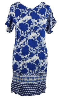 Dámské modro-bílé květované šaty M&S