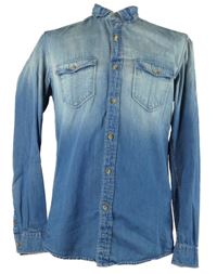 Pánská modrá šisovaná košile riflového vzheldu Tom Tailor  