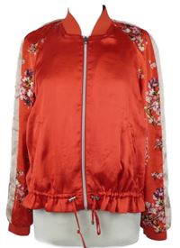 Dámský červený saténový bomber s květy H&M