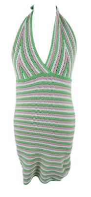 Dámské zeleno-růžovo-bílé pruhované pletené šaty Primark 