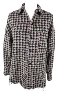 Dámská černo-růžová kostkovaná košilová bunda Primark 