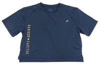 Tmavomodré sportovní crop tričko s nápisem Primark