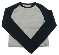 Šedo-černé žebrované crop triko Primark