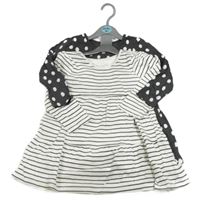 Nové- 2x bavlněné šaty šedé puntíkaté+ bílé pruhované Primark