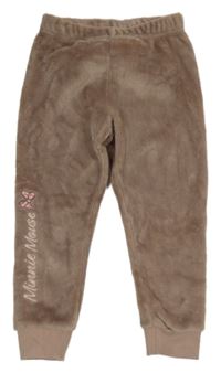 Starorůžové chlupaté tepláky s nápisem Disney