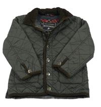 Khaki-hnědá šusťáková prošívaná zateplená bunda