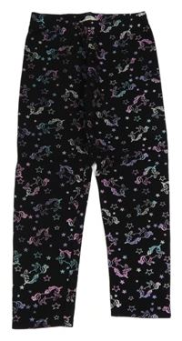 Černé tregíny s jednorožci a hvězdami Peacocks