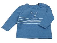 Modré triko s proužky a pejskem