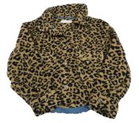 Béžová huňatá bunda s leopardím vzorem Zara