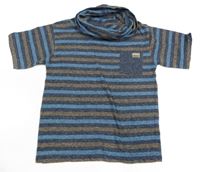 Modro-hnědé pruhované triko s komínovým límcem Rebel