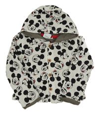 Bílá podšitá propínací mikina s Mickey Mousem a kapucí Disney