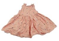 Růžové plátěné šaty s kytičkami 