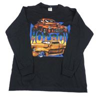 Černé triko s auty Fruit of the Loom