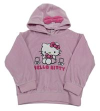 Světlerůžová sametová mikina s Hello Kitty s kapucí