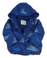 Modrá šusťáková zimní bunda s diny a kapucí Primark