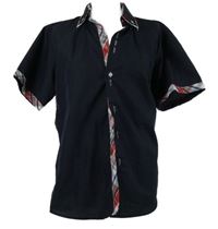 Pánská tmavomodrá košile s kostkovanými lemy