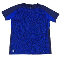 Tmavomodro-modré vzorované sportovní tričko 