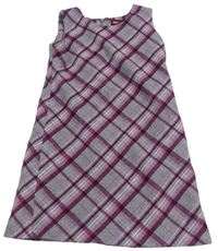 Šedo-malinové kárované vlněné šaty H&M