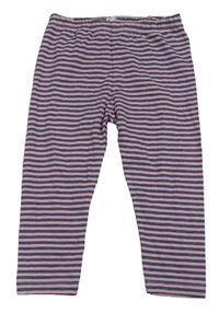 Tmavomodro-růžové pruhované capri legíny 